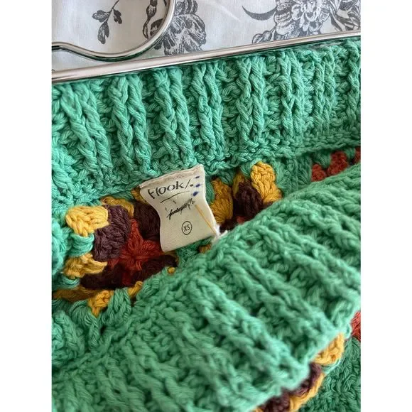 New Free People x FLOOK Claire Crochet Leggings In Green Combo sz XS - Picture 4 of 4